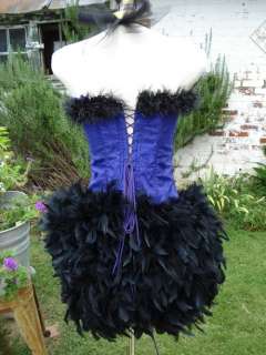 Purple Mardi Gras Burlesque Feather Corset Costume  