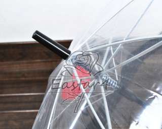   Transparent Dome Birdcage Rain Sun Umbrella with I Love Rain Pattern