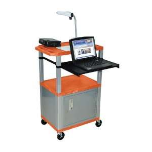   Cart With Cabinet and Pull Out Tray Orange and Nickel