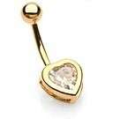 gold heart clear cz gem belly ring navel naval w218