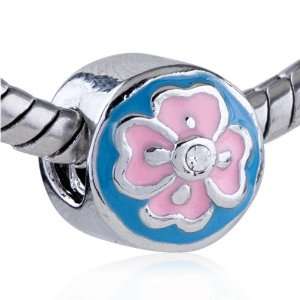 com Pandora Style Charm Beads Pink Blue Flower European Fits Pandora 