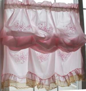   ruffle chic embroidery lace balloon floral cafe kitchen curtain  