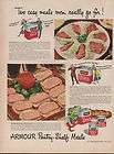 1950 VINTAGE ARMOUR PANTRY SHELF MEALS PRINT AD