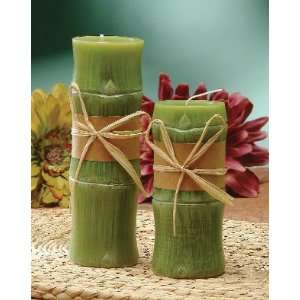  Bamboo Pillar Candle Set of 2 (6h and 8h) Kitchen 