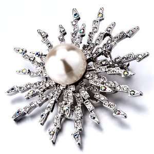   Pearl Sunflower Brooches And Pins Swarovski Crystal Pugster Jewelry