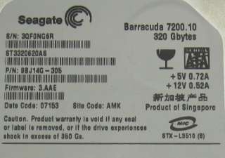 Seagate Barracuda 7200.10 320 GB 10000 RPM 3Gb SATA Hard Drive 