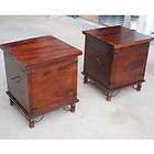 Solid Wood Rustic 2 pc Paired Dough Box Accent Storage Box Coffee 