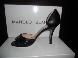 Manolo Blahnik SEDARABY DOrsay Leather Shoes Blck 36.5  