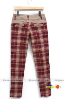 Women Skinny Check Pattern Trousers Pants 3 Colors #067  