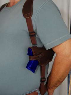 Brown Leather Shoulder Holster w/Double Magazine for Taurus PT 938 940 