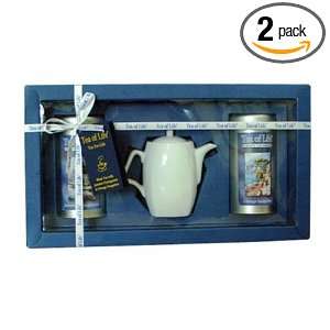 Tea Of Life White Ceramic Tea Pot with Tea in Blue Fiber Gift Boxes 