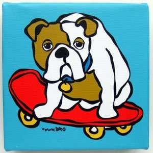  on Skateboard by Marc Tetro. Giclee on Fine Art Canvas Dog Print 