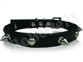 11 Black Leather Spikes Studded Dog Collar Small  