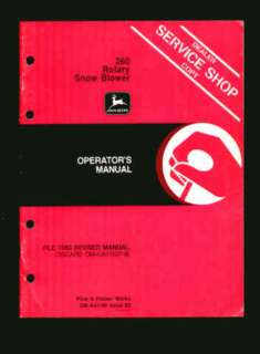 John Deere 260 Rotary Snow Blower Operators Manual JD  