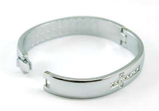 Mens Cross CZ Stainless Steel Bangle Bracelet B105  