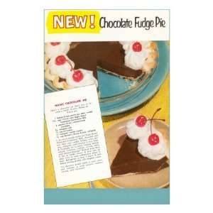  Recipe for Chocolate Fudge Pie Premium Poster Print, 8x12 