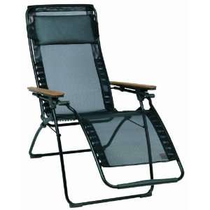   Clipper XL Mesh Recliner With Wood Arm, Black Patio, Lawn & Garden