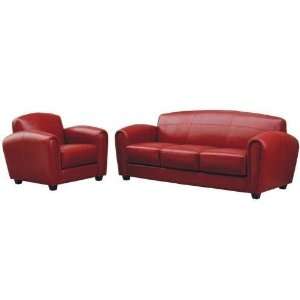 Sinclair Leather 3 pcs Sofa Set In Exotic Red