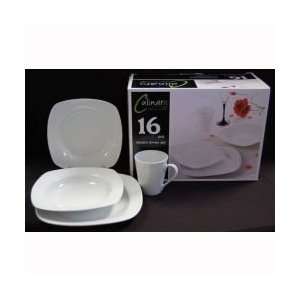  16PC Square Dinner Set 9.75 plate,9.5 soup plate,9 plate 