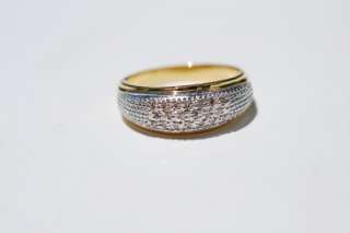 New 18K Gold Over Sterling Silver Diamond Pave Ring  