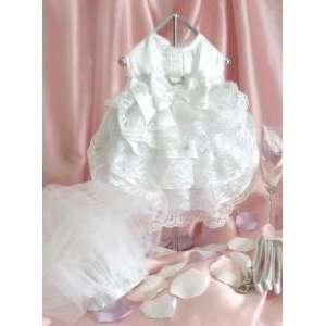  Glamorous Dog Wedding Dress w/ Veil & Leash, Large