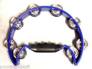 Brand New 10  BLUE CRESCENT SHAPED HEADLESS TAMBOURINE WITH A 