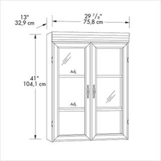   shelf behind framed, safety tempered glass doors Classic Cherry finish