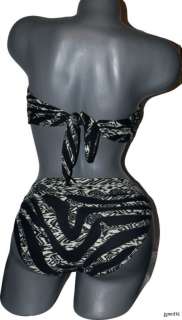 chic safari print adds exotic flair to this twisted bandeau bikini 