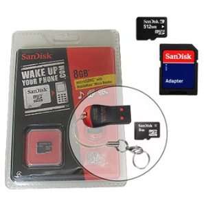   Sandisk 512MB microSD Memory Card, SD Adapter and Sandisk MobileMate