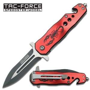  Red Scorpion Stiletto Style Spring Assisted Knife   3 1/2 