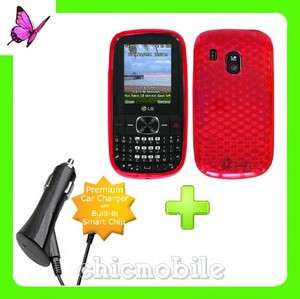 Charger +RED TPU Gel Case Cover TRACFONE NET 10 LG 500G  