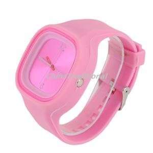  Square Watch Dial Watch Band Unisex Wrist Girls Watch Pink 