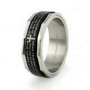  Stainless Steel Ring w/ Lords Prayer laser engrave 