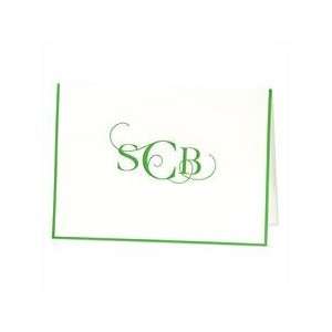  Hand Engraved Monogram on Spring Green Bordered Notes 