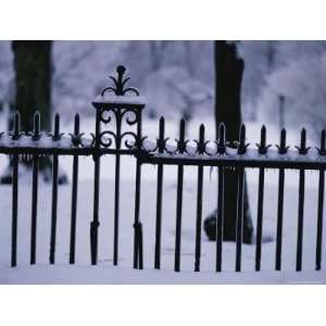  Metal Fence in a Snow Covered Landscape Photographic 