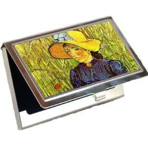  Young Peasant Woman with Straw Hat Sitting in the Wheat By 