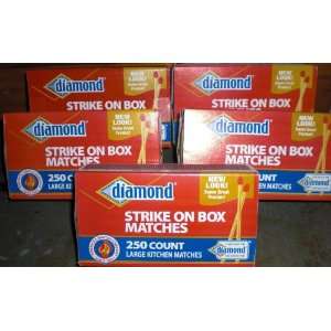  Pack(5 Boxes)   Diamond Strike on Box 250 Count Large Kitchen Matches