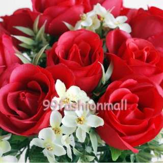 1pc Artificial Rose Silk 4 Flowers Wedding Bouquet Party Arrangement 6 