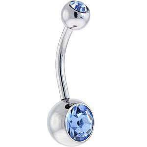   Swarovski Light Sapphire Double Gem Belly Button Ring Jewelry
