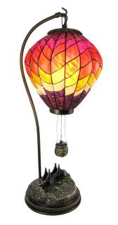 Large Stained Glass Hot Air Balloon Table Lamp Accent  