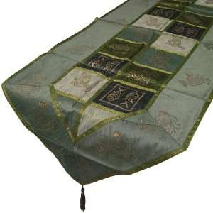 Table Runner Rectangular Brocade Silk Embroidered Tablecloth 58 x 20 