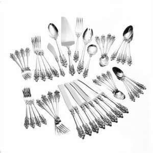 Wallace Grande Baroque 46 Piece Sterling Silver Dinnerware Flatware 