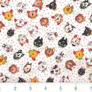  45 Wide Tea Party Kitty Collar White Fabric By The Yard 
