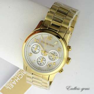 New Michael Kors Womens Chronograph Gold Tone Stainless Watch MK5305 