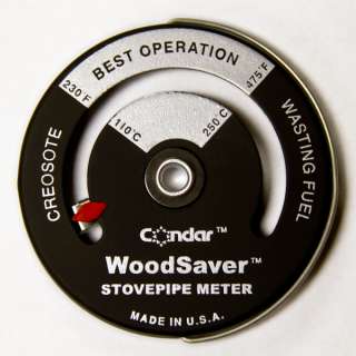 Condar Woodsaver Woodstove Pipe Thermometer NEW 3 16  