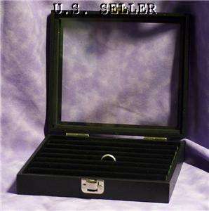GLASS TOP JEWELRY DISPLAY CASE BOX TUFTED RING INSERT  