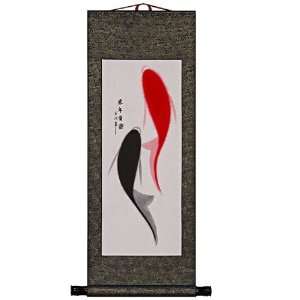   Two Fish Prosperity Scroll Wall Art Painting