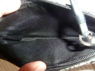   Monogram Leather Black Buckle Flap Clutch Purse Wristlet Wallet  
