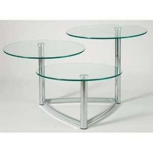    Adesso Cascade 3 Tier Glass Swivel Accent Table