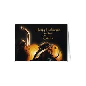 Happy Halloween Cousin, Orange pumpkins in basket with shadows and 